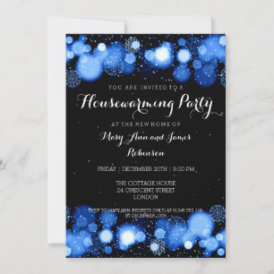 Elegant Winter Houseuppvärmning Party Blue Inbjudningar