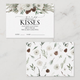 Elegant Winter Hur många Kisses Blommigt vattenfär Tilläggskort