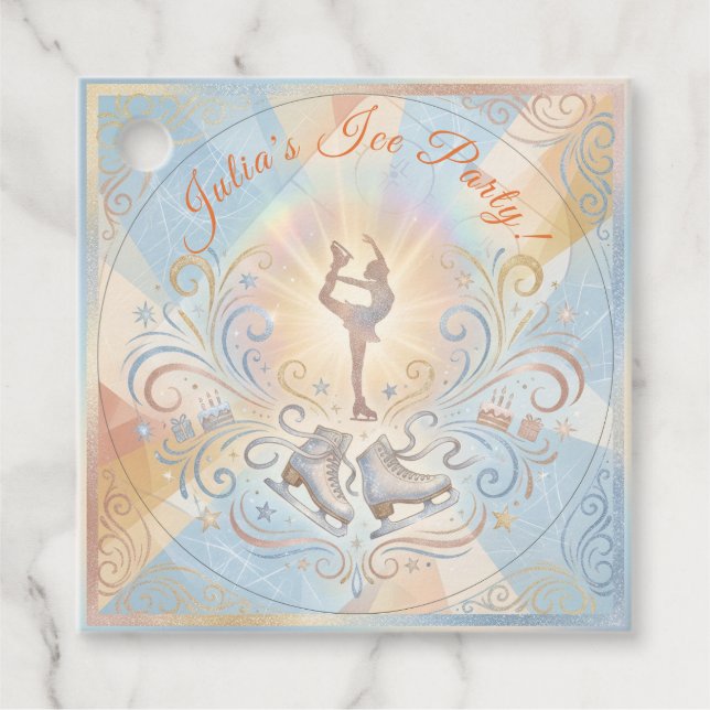 Elegant Winter Ice Skating Birthday  Gåvor Etiketter (Framsida)