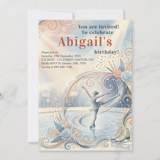 Elegant Winter Ice Skating Birthday Invitation  Inbjudningar