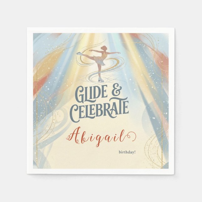 Elegant Winter Ice Skating Birthday Invitation  Pappersservett (Framsidan)