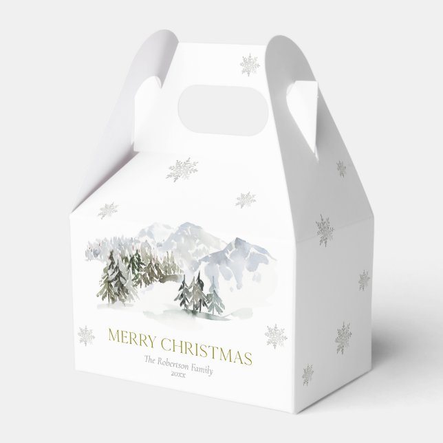 Elegant Winter Mountain Christmas Presentaskar (Framsidan Sidan)