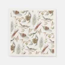 Elegant Winter Napkins med Pinecones