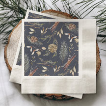 Elegant Winter Napkins med Pinecones