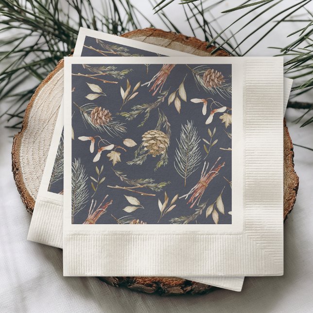 Elegant Winter Napkins med Pinecones Pappersservett (Skapare uppladdad)
