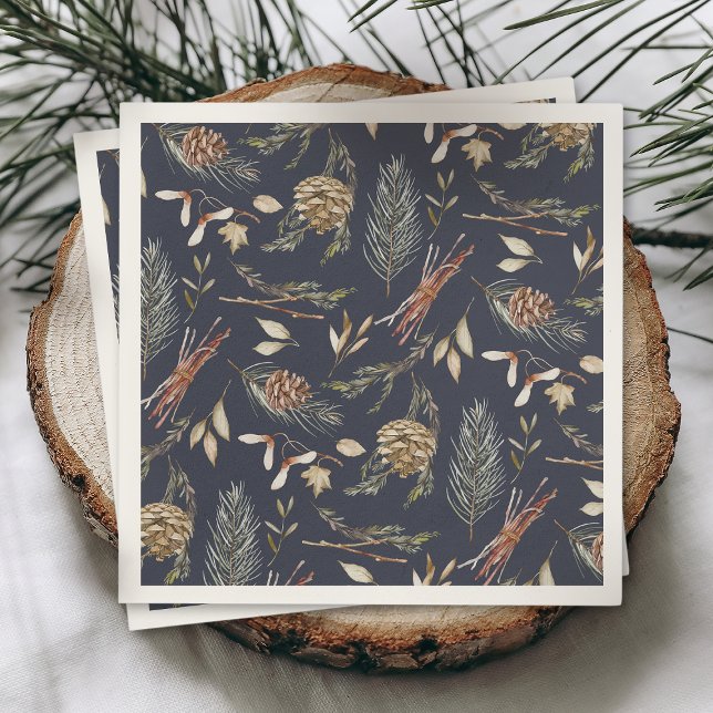 Elegant Winter Napkins med Pinecones Pappersservett (Skapare uppladdad)
