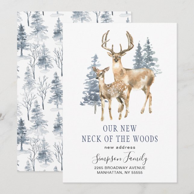 Elegant Winter New Nacke vid Skogen Flytta Meddelande (Fram/baksida)