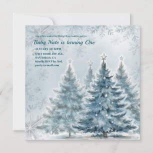 Elegant Winter Onederland 1:a födelsedagsinbjudan Spara Datumet