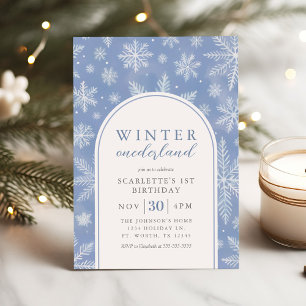 Elegant Winter Onederland Första födelsedag Inbjudningar