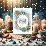 Elegant Winter Ram Isaiah Verse Christian Helg Vykort<br><div class="desc">Christian helgdag kort med en elegant vinter var ram av pinekoner, gräs grenar och rosett band. Skripturvers från Isaiahs bok i Kung James Heliga Bible: Isaiah 9:6 - "För att komma åt oss föds ett barn, för oss ges en son: och regeringen kommer att finnas på hans axel: och hans...</div>