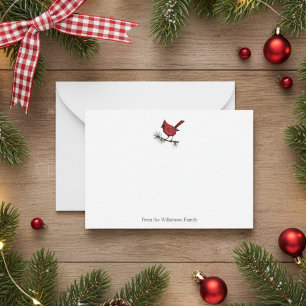 Elegant Winter Red Cardinal Bird Family Anteckningskort