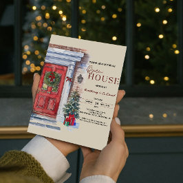 Elegant Winter Red Door Logotyp Open House-jul Inbjudningar
