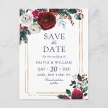 Elegant Winter Ro Foliage Bröllop spara datum