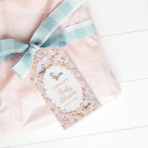 Elegant Winter Rosa Blommigt Girl Baby Shower Presentetikett