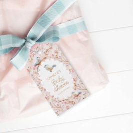 Elegant Winter Rosa Blommigt Girl Baby Shower Presentetikett