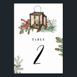 Elegant Winter Rustic Gräs Träd Lantern Bröllop Bordsnummer<br><div class="desc">Ett vintertema: elegant, gräs träd och bröllop. En färgstark jultomtedesign som innehåller rustik vattenfärg gräs grenar, gräs-koner för att skapa en elegant vinterbröllopsdesign. En elegant botanisk perfekt för alla som skogarna i kärlek gräs och vintern. En elegant vinter-rustik gräs träd tog upp utformningen av bordsnumret med bröllop med modernt inslag....</div>