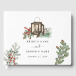 Elegant Winter Rustic Gräs Träd Lantern Bröllop Gästböcker<br><div class="desc">Ett vintertema: elegant, gräs träd och bröllop. En färgstark jultomtedesign som innehåller rustik vattenfärg gräs grenar, gräs-koner för att skapa en elegant vinterbröllopsdesign. En elegant botanisk perfekt för alla som skogarna i kärlek gräs och vintern. En elegant vinter-rustik gräs träd tog upp bröllop gäst bok med modernt inslag. Det finns...</div>