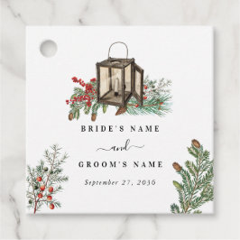 Elegant Winter Rustic Gräs Träd Lantern Bröllop Gåvor Etiketter