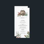 Elegant Winter Rustic Gräs Träd Lantern Bröllop Meny<br><div class="desc">Ett vintertema: elegant, gräs träd och bröllop. En färgstark jultomtedesign som innehåller rustik vattenfärg gräs grenar, gräs-koner för att skapa en elegant vinterbröllopsdesign. En elegant botanisk perfekt för alla som skogarna i kärlek gräs och vintern. En elegant vinter-rustik gräs träd tog upp bröllop-menykortsdesign med modernt inslag. Det finns också möjlighet...</div>