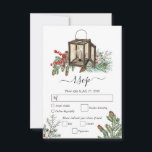 Elegant Winter Rustic Gräs Träd Lantern Bröllop OSA Kort<br><div class="desc">Ett vintertema: elegant, gräs träd och bröllop. En färgstark jultomtedesign som innehåller rustik vattenfärg gräs grenar, gräs-koner för att skapa en elegant vinterbröllopsdesign. En elegant botanisk perfekt för alla som skogarna i kärlek gräs och vintern. En elegant vinter-rustik gräs träd tog upp bröllop OSA-responskortsdesignen med modernt inslag. Det finns också...</div>