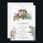 Elegant Winter Rustic Gräs Träd Lantern Bröllop Spara Datumet<br><div class="desc">Ett vintertema: elegant, gräs träd och bröllop. En färgstark jultomtedesign som innehåller rustik vattenfärg gräs grenar, gräs-koner för att skapa en elegant vinterbröllopsdesign. En elegant botanisk perfekt för alla som skogarna i kärlek gräs och vintern. En elegant vintern rustik gräs träd tog upp bröllop spara datum-kortsutformningen med modernt inslag. Det...</div>