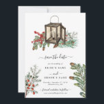 Elegant Winter Rustic Gräs Träd Lantern Bröllop Spara Datumet<br><div class="desc">Ett vintertema: elegant, gräs träd och bröllop. En färgstark jultomtedesign som innehåller rustik vattenfärg gräs grenar, gräs-koner för att skapa en elegant vinterbröllopsdesign. En elegant botanisk perfekt för alla som skogarna i kärlek gräs och vintern. En elegant vintern rustik gräs träd tog upp bröllop spara datum-kortsutformningen med modernt inslag. Det...</div>