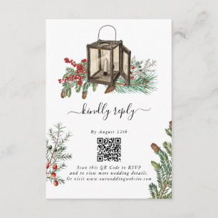 Elegant Winter Rustic Gräs Träd Lantern Bröllop Tilläggskort