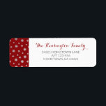Elegant Winter Silver Red Snöflingor Helgdag Returadress Etikett<br><div class="desc">Vinterrött Snöflingor Helgdag Juldagen Elegant Silver snöflingor i silver blankt över vinterröd Adressetiketter. Enkel att anpassa med text,  typsnitt och färg. Skapat av Zazzle pro designer BK Thompson © exklusivt för Cedar och String. Kontakta oss om du behöver hjälp,  har frågor eller vill fråga om anpassningsbar.</div>