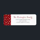 Elegant Winter Silver Red Snöflingor Helgdag Returadress Etikett<br><div class="desc">Vinterrött Snöflingor Helgdag Juldagen Elegant Silver snöflingor i silver blankt över vinterröd Adressetiketter. Enkel att anpassa med text,  typsnitt och färg. Skapat av Zazzle pro designer BK Thompson © exklusivt för Cedar och String. Kontakta oss om du behöver hjälp,  har frågor eller vill fråga om anpassningsbar.</div>