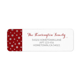 Elegant Winter Silver Red Snöflingor Helgdag Returadress Etikett