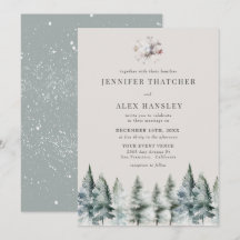 Elegant Winter Snö | Julbröllop - inbjudan