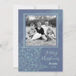 Elegant Winter-snöflingdesign med foto-Helgdag Julkort