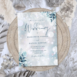 Elegant Winter Snöflingor Blommigt Bröllop Inbjudningar