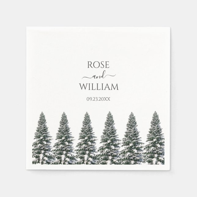 Elegant Winter Snöflingor bröllop Pappersservett (Framsidan)