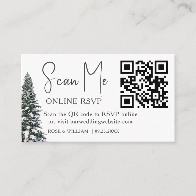 Elegant Winter Snöflingor bröllop Tilläggskort (Framsida)