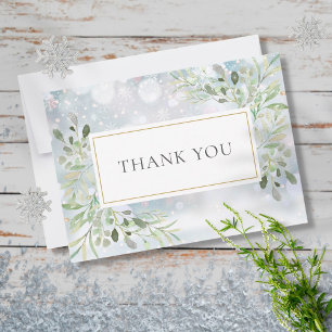 Elegant Winter Snöflingor Greenery Tack Kort