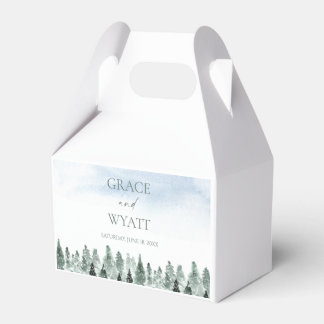 Elegant Winter Snow Green Pine Trees Wedding Presentaskar