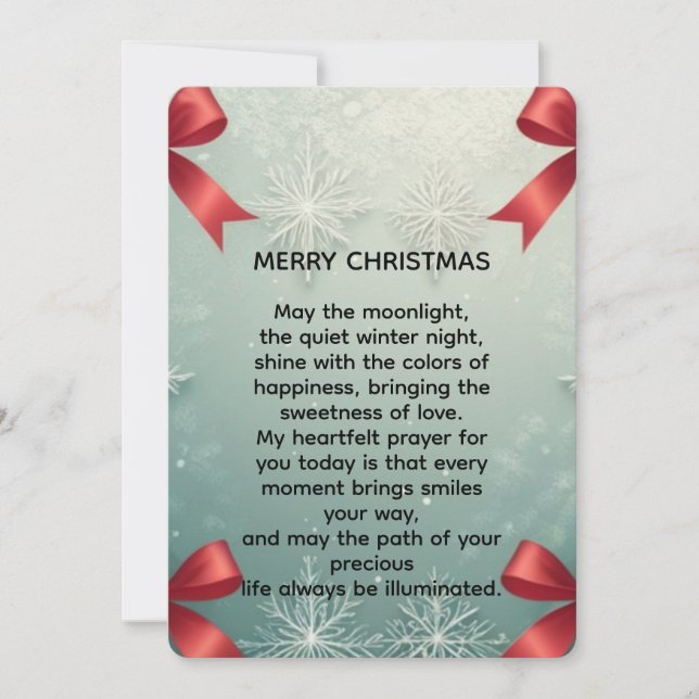 Elegant Winter Snowflake Frame with Red Bows Julkort (Framsida)