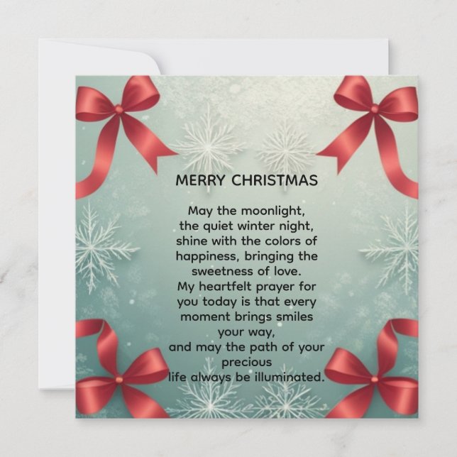 Elegant Winter Snowflake Frame with Red Bows Meddelande (Framsida)