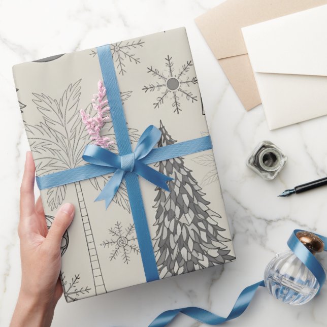 Elegant Winter Snowflake Monochromatic Christmas Presentpapper (Gifting)