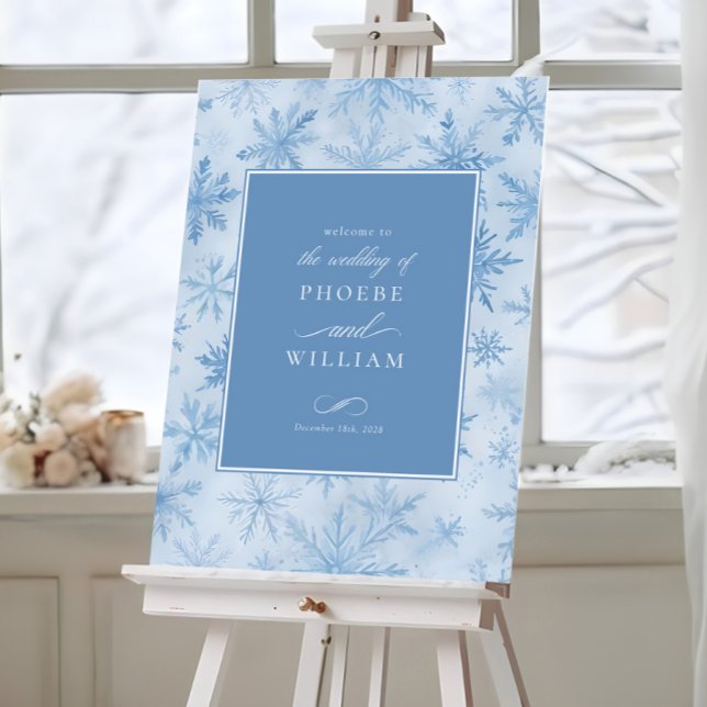 Elegant Winter Snowflake Periwinkle Bröllop Poster (Skapare uppladdad)