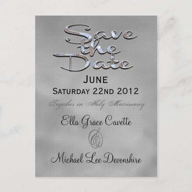 Elegant Winter Spara påminnelsen om datum Bröllop Meddelande Vykort (Framsida)