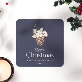 Elegant Winter Sticker - "God jul" Fyrkantigt Klistermärke