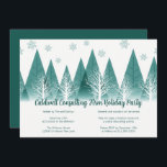 Elegant Winter Träd Grönt Company Julfest Inbjudningar<br><div class="desc">En elegant träd och snöflingor över ditt manus i personlig Glad helg och ditt företag i vacker grönt under den snö-fyllda skogen. En modern inbjudan till ditt företag om julfest.</div>