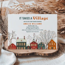 Elegant Winter Village Baby Shower Inbjudningar