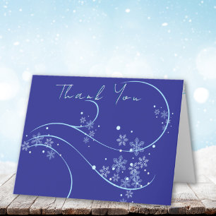 Elegant Winter Vind och Blue Snowflake Tack Kort