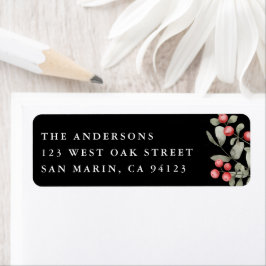 Elegant Winter Watercolor Botanical Returadress Etikett