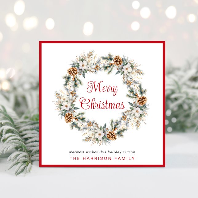 Elegant Winter Watercolor God jul Julkort (Spread the love + joy of the season with your friends + family near and far with a personalized card)