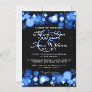 Elegant Winter Wedding Blue Ljus Inbjudningar