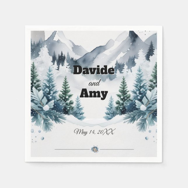 Elegant Winter Wedding Cocktail Pappersservett (Framsidan)